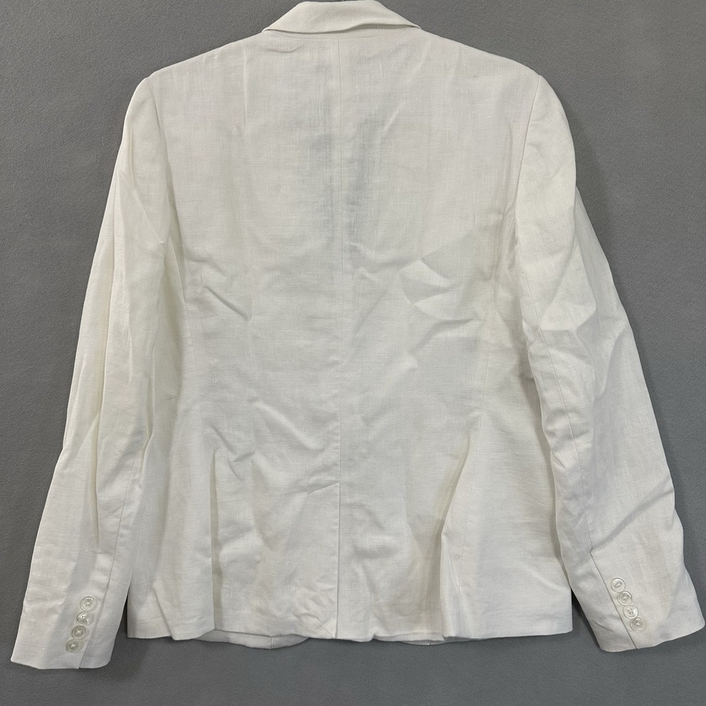 Lauren Ralph Lauren White Linen Blazer Career Minimalist Women's Size 14 - READ - Picture 7 of 16